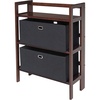 image:imageWinsome Torino 3Pc Folding Bookcase wFabric Baskets WalnutBlack 94395