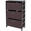 image:imageWinsome Torino 4PC Set Shelf wBlack Fabric Baskets Storage and Organization EspressoChocolate