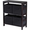 image:imageWinsome Wood Capri Wood 2 Section Storage Shelf with 4 Black Fabric Foldable Baskets  Foldable Organizer Baskets for Toys Clothes Sheets Craft Supplies Home amp Office Storage and Organization ContainersEspresso