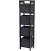 image:imageWinsome Wood Capri Wood 4 Section Storage Shelf with 4 Black Fabric Foldable Baskets