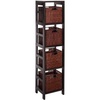 image:imageWinsome Wood Leo Wood 4 Tier Storage Shelf with 4 Small Rattan Baskets