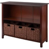 image:imageWinsome Wood Milan 4Pc Storage Shelf with 3 Foldable Woven Baskets  Walnut
