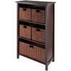 image:imageWinsome Wood Milan 6Pc Storage Shelf with 5 Foldable Woven Baskets  Walnut