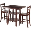 image:imageWinsome Wood Orlando 3Pc Set High Table 2 Shelves w 2 Ladder Back Stools