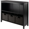 image:imageWinsome Wood Terrace 4Pc Storage Shelf with 3 Foldable Woven Baskets  Walnut and Chocolate
