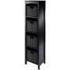 image:imageWinsome Wood Terrace 5Pc Storage Shelf with 4 Foldable Woven Baskets  Espresso and Chocolate