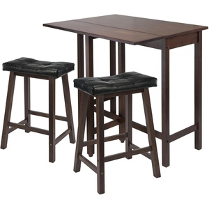 image:image3Pc Lynnwood Drop Leaf Kitchen Table with 2 Cushion Saddle Seat Stools