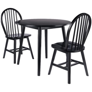 image:imageMoreno 3Pc Drop Leaf Dining Table with Windsor Chairs  Black