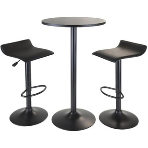 image:imageObsidian 3Pc Pub Set Round Table amp Adjustable Swivel Stools Black