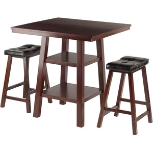 image:imageOrlando 3Pc Set High Table 2 Shelves w 2 Cushion Seat Stools