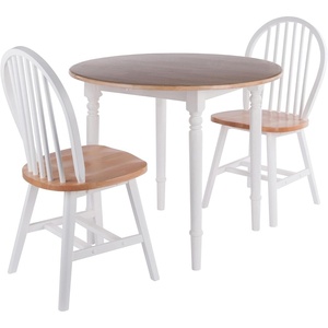 image:imageSorella 3Pc Drop Leaf Dining Table with Windsor Chairs  Natural and White
