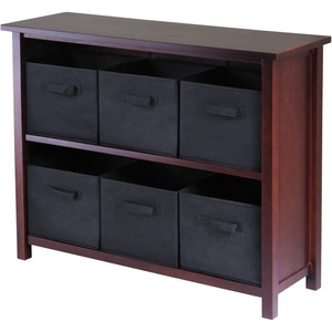 image:imageVerona 2Section W Storage Shelf with 6 Foldable Black Fabric BasketsBlack Baskets