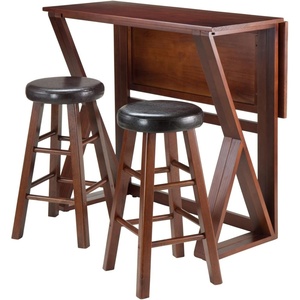 image:imageWinsome 3Piece Harrington Drop Leaf High Table with 2 Cushion Round Seat Stools 24Inch BrownTransitional
