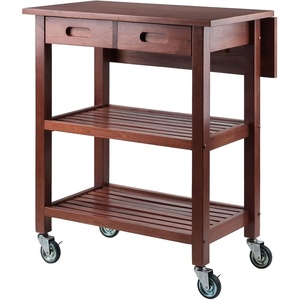 image:imageWinsome 94734 Jonathan 2 Drawer Rolling Kitchen Cart in WalnutSolid