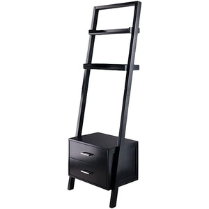 image:imageWinsome Bellamy Leaning Shelf with Storage Black