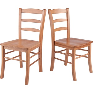 image:imageWinsome Benjamin Ladder Back Chair Set of 2 Walnut  Classic Backed Kitchen amp Dining Room Chairs Simple amp Elegant Home Seating Solution Great for Office Hallway BedroomLight Oak