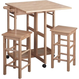 image:imageWinsome Burnett SpaceSaver Table Set with 2 TuckAway Stools 33 High 30 Wide NaturalBeech