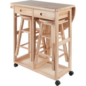 image:imageWinsome Burnett SpaceSaver Table Set with 2 TuckAway Stools 33 High 30 Wide NaturalNatural