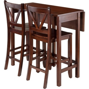 image:imageWinsome Lynnwood Collection 3 Piece Drop Leaf Table with 2 Counter VBack Stools Brown  Convenient Sturdy Mobile Kitchen amp Dining Room Table amp Chairs with Storage for Small Spaces Dorms Apartments
