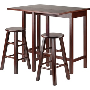 image:imageWinsome Lynnwood Extendable High Dining Table with 2 Round Stools 35 High 39 Wide Walnut