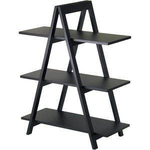 image:imageWinsome MDF AFrame 3Tier Shelf Black 20130  Modern amp Practical Open Display Bookshelves for Living Room Den Office Bedroom Functional Home Decor Furniture