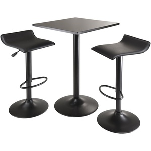 image:imageWinsome Obsidian 3Pc Square Counter Height Table with 2 Adjustable Air Lift Stools Black