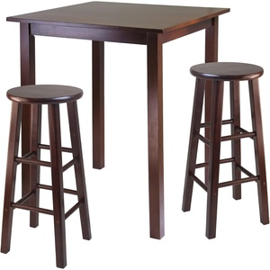 image:imageWinsome Parkland 3Pc High Dining Table with 2 Square Leg Bar Stools Walnut