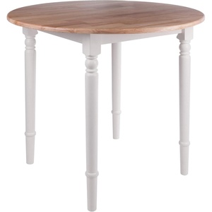image:imageWinsome Sorella Round Double Drop Leaf Dining Table for Dining Room 30 Natural amp WhiteNatural  White