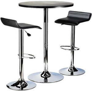 image:imageWinsome Spectrum 3Pc Pub Set Round Table amp Adjustable Swivel Stools Black amp Chrome
