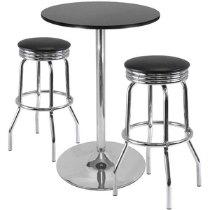 image:imageWinsome Summit 3Pc Bar Height Table with 2 Swivel Seat Stools Black and Chrome