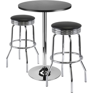 image:imageWinsome Summit 3Pc Bar Height Table with 2 Swivel Seat Stools Black and ChromeModern
