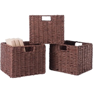 image:imageWinsome Tessa 3Pc Foldable Woven Rope Basket Set Walnut3Basket Small