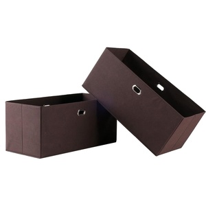 image:imageWinsome Torino 3 Piece Folding Fabric Baskets Chocolate 38323  Foldable Organizer Baskets for Toys Clothes Sheets Craft Supplies Home amp Office Storage and Organization ContainersChocolate