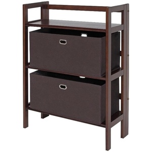 image:imageWinsome Torino 3PC Set Folding Bookcase wFabric Basket Storage and Organization EspressoChocolate