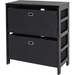 image:imageWinsome Torino 3PC Set Shelf w Fabric Baskets Storage and Organization EspressoBlackEspresso  Black