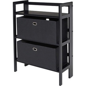 image:imageWinsome Torino 3Pc Folding Bookcase wFabric Baskets BlackBlack 20306