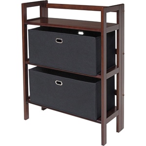 image:imageWinsome Torino 3Pc Folding Bookcase wFabric Baskets WalnutBlack 94395