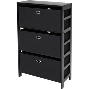 image:imageWinsome Torino 4PC Set Shelf w Fabric Baskets Storage and Organization EspressoBlack