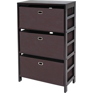 image:imageWinsome Torino 4PC Set Shelf wBlack Fabric Baskets Storage and Organization EspressoChocolate