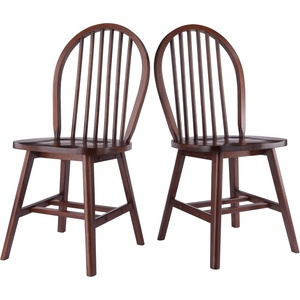 image:imageWinsome Windsor 2Piece Chair Set Natural  Classic Ladder Backed Kitchen amp Dining Room Chairs Simple Elegant Home Seating Solution Great for Office Hallway BedroomWalnut