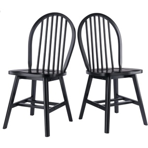 image:imageWinsome Windsor 2Piece Chair Set Natural  Classic Ladder Backed Kitchen amp Dining Room Chairs Simple Elegant Home Seating Solution Great for Office Hallway BedroomBlack