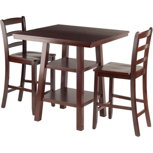 image:imageWinsome Wood Orlando 3Pc Set High Table 2 Shelves w 2 Ladder Back Stools