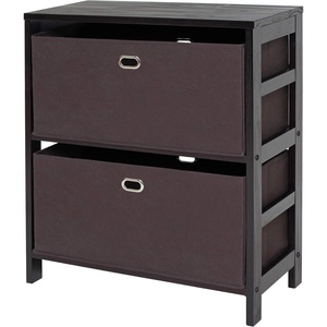 image:imageWinsome Wood Torino 3PC Set Shelf wBlack Fabric Baskets Storage and Organization EspressoChocolate