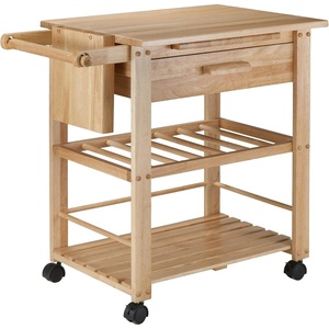 image:imageWinsome Finland Kitchen Natural  Rolling Utility amp Serving Cart with Wheels for Snacks Drinks Kitchen Essentials Storage amp Organization for Home Apartment