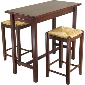 image:imageWinsome Sally 3Pc Breakfast Table Set with 2 Rush Seat Stools
