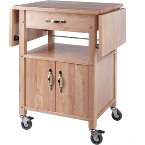 image:imageWinsome WoodVeneer Mobile Kitchen Cart with Lockable Wheels Beech 84920Kitchen Cart