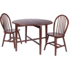 image:imageWinsome Hannah 3Pc Double Drop Leaf Table Set with 2 Windsor Chairs Walnut FinishWalnut
